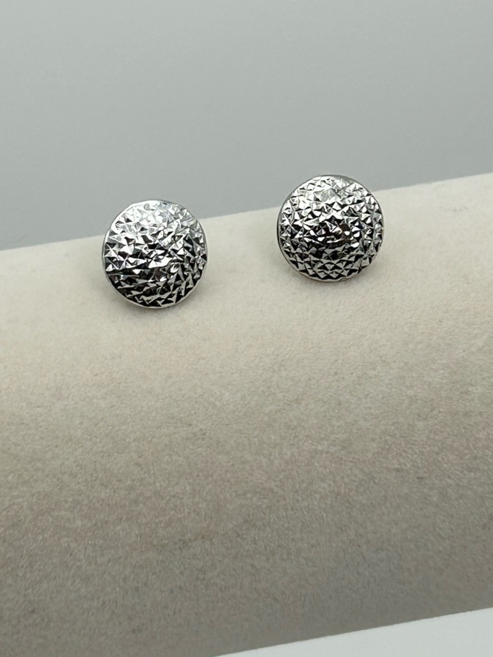 Sterling Silver Textured Dome Stud Earrings .5" Stamped 925 No Backs